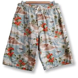 POLO by Ralph Lauren Cotton Swim Board Shorts Ocean & Beach Pattern Men's Sz M